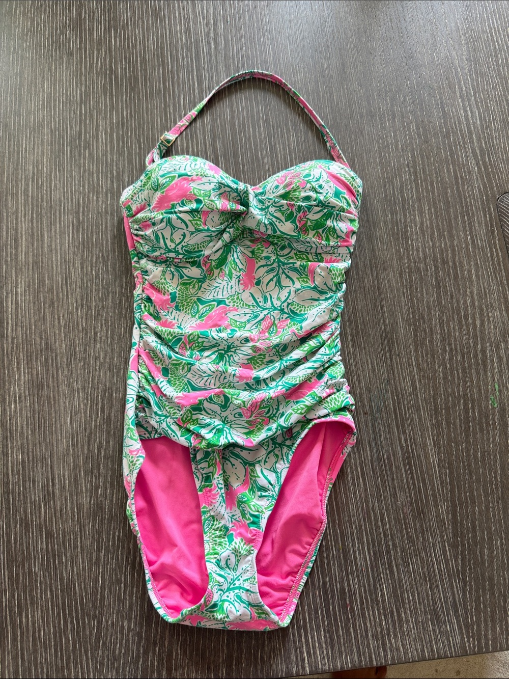 Used Size 0 Lily Pulitzer & Green Floral One-Piece Swimsuit